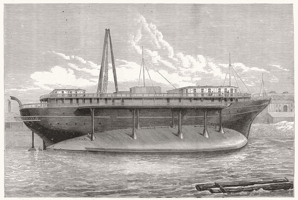 SHIPS. The Livadia, as she lies in Messrs Elder's Dock 1880 old antique print